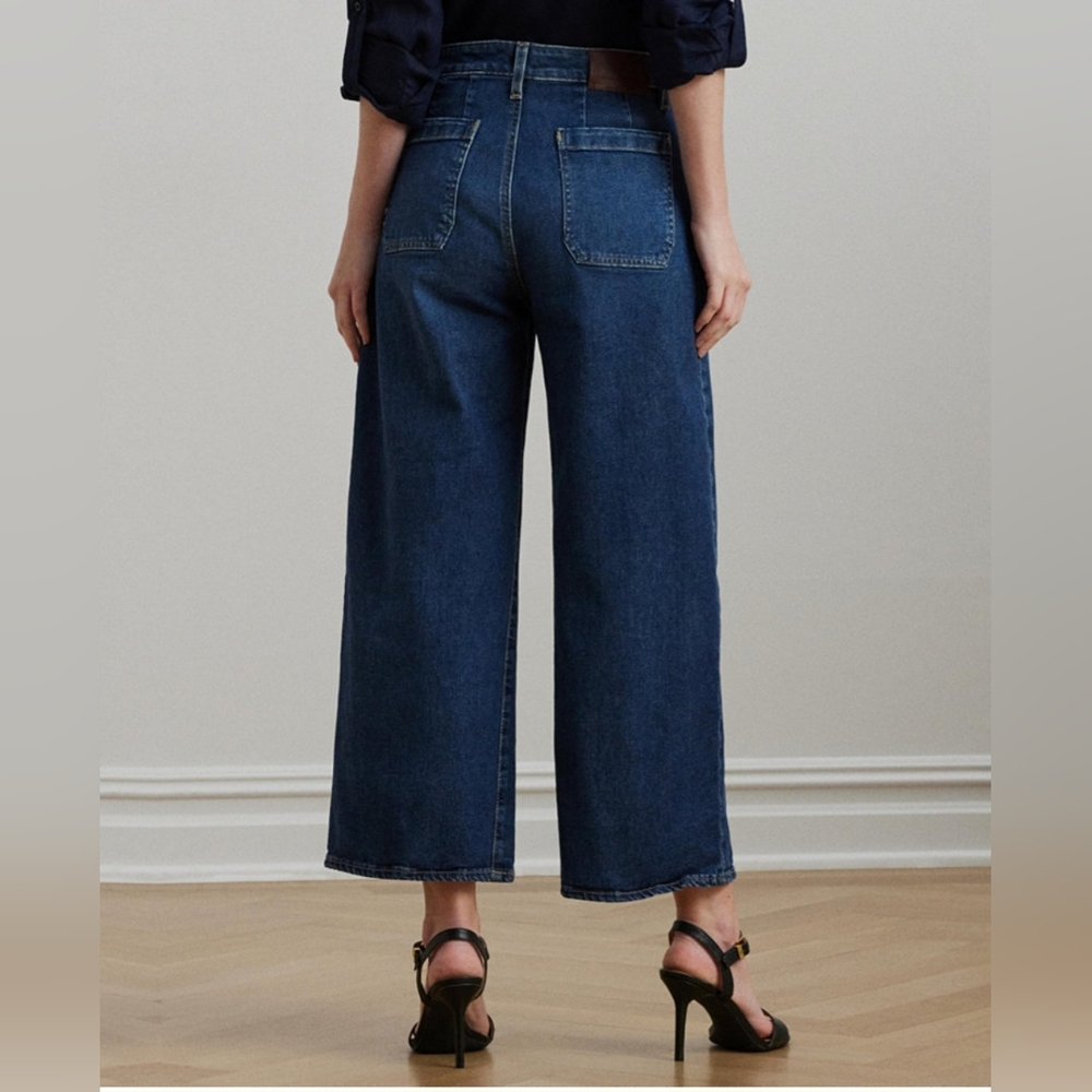 RALPH LAUREN WOMEN'S HIGH RISE WIDE LEG CROPPED JEANS SIZE 12 - Picture 5 of 5